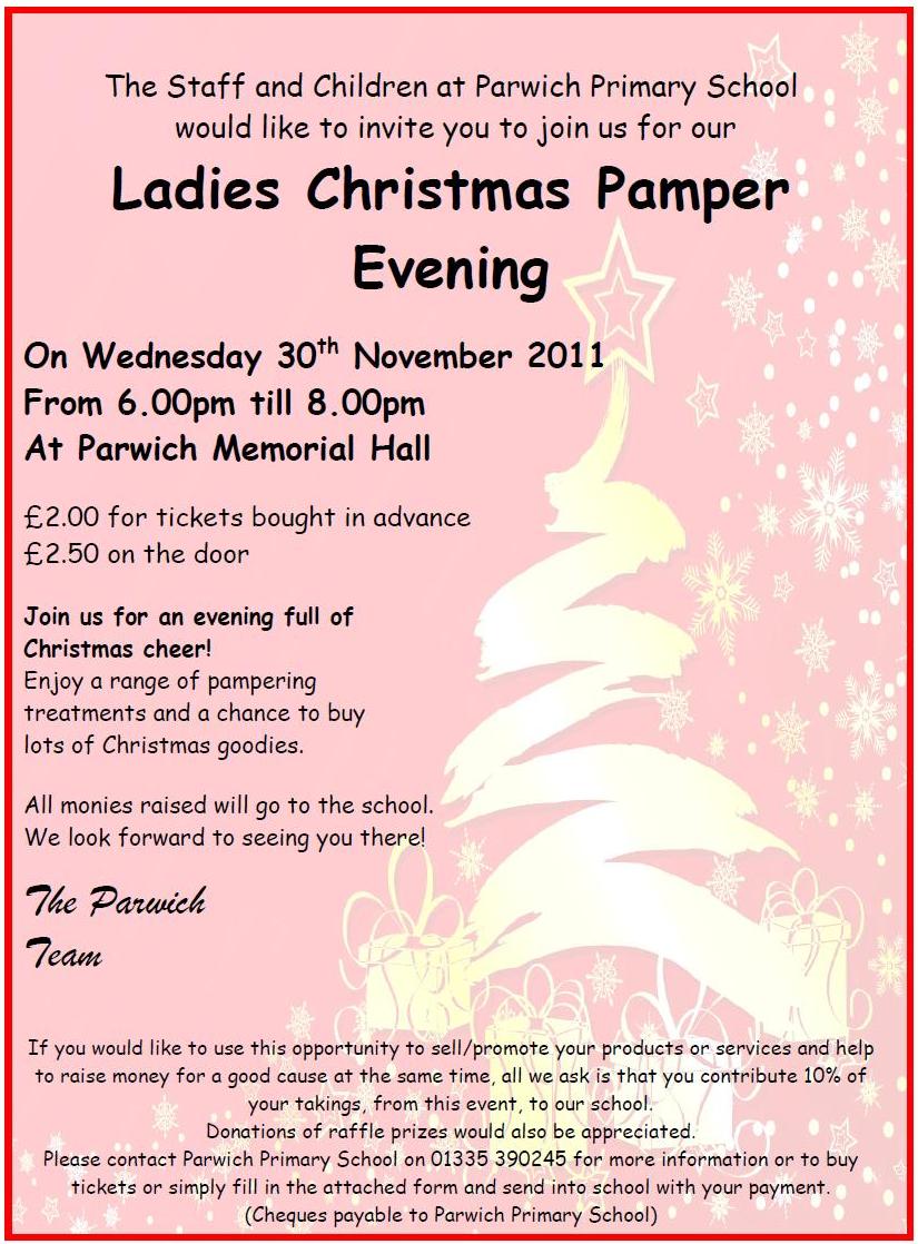 Tonight – Ladies Christmas Pamper Evening  PARWICH.ORG
